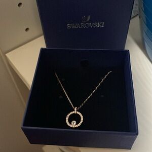 New swarovski circle pendant necklace rose gold